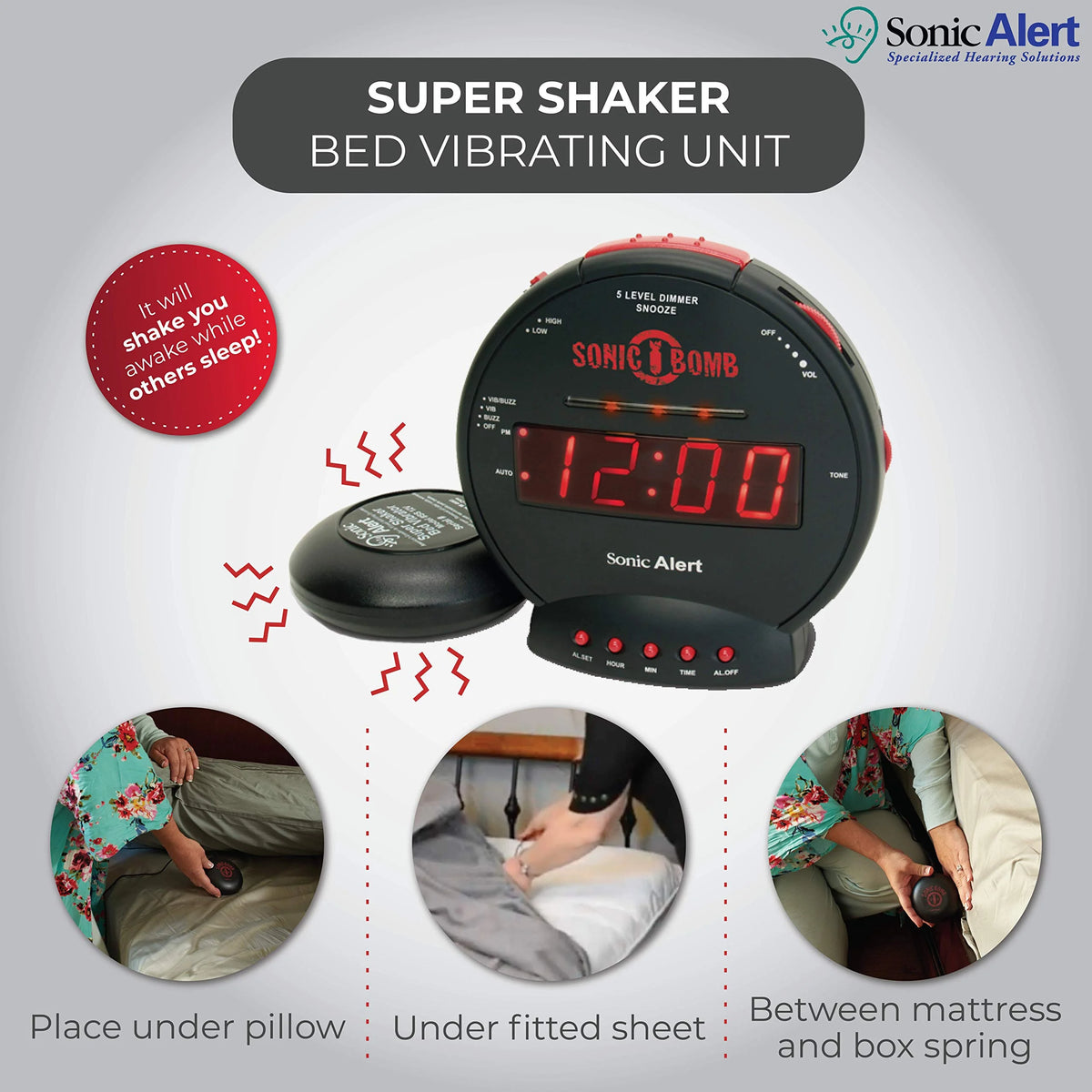 Black Dual Extra Loud Alarm Clock with Bed Shaker S107097