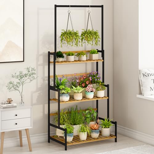 3 Tier Bamboo Foldable Plant Stand Shelf Rack R536588