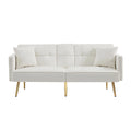 Convertible Sofa Bed Velvet Metal Legs Cream White E13949