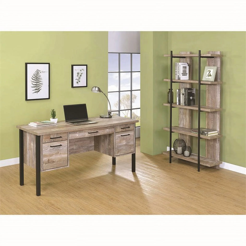 4-drawer Weathered Oak Office Desk Y5504