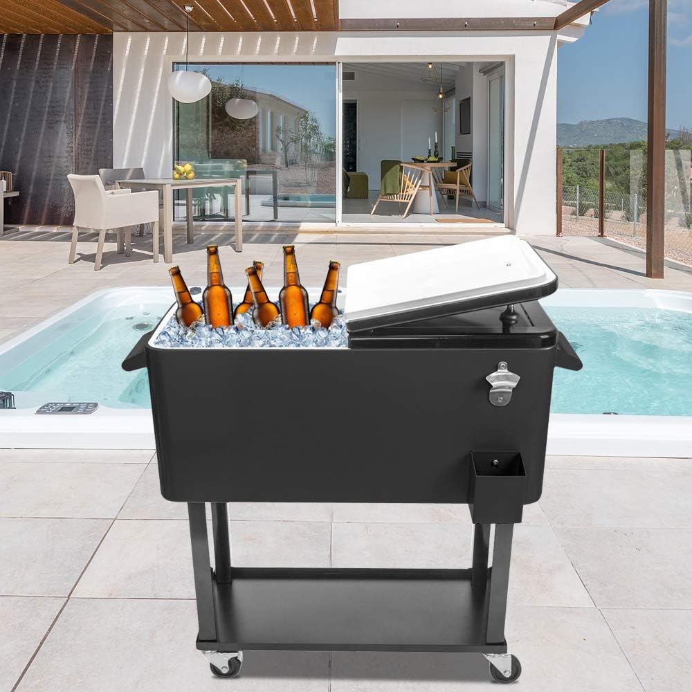 80 Quart Rolling Ice Chest with Shelf M604