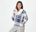 Royal Plaid Shearling Cardi K867