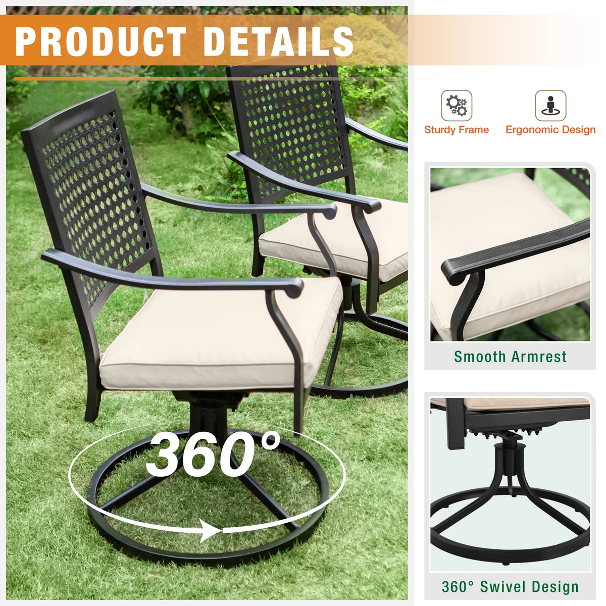 9 Piece Outdoor Patio Dining Set with Swivel Chairs and Expandable Table M934876