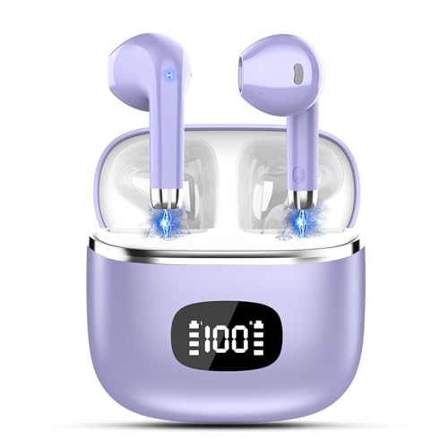 Blue Wireless Earbuds with LED Power Display IPX7 Waterproof T65958
