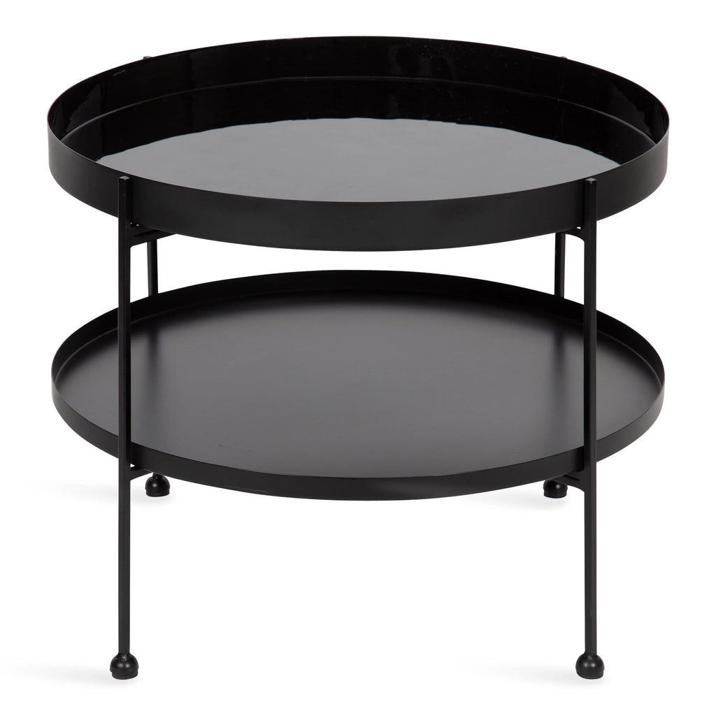 Black 26 Inch Round Two-Tier Coffee Table E928176