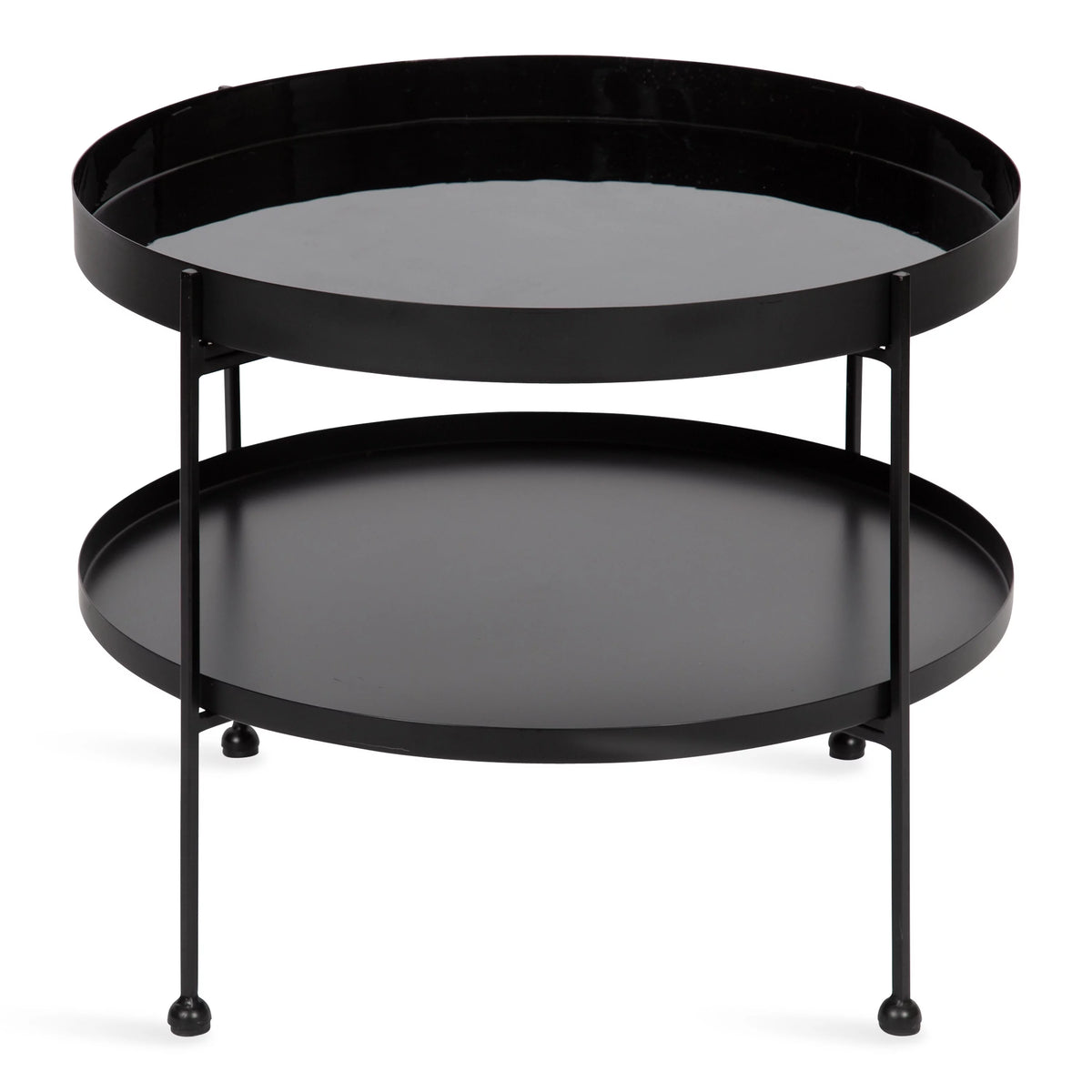 Black 26 Inch Round Two-Tier Coffee Table E928176