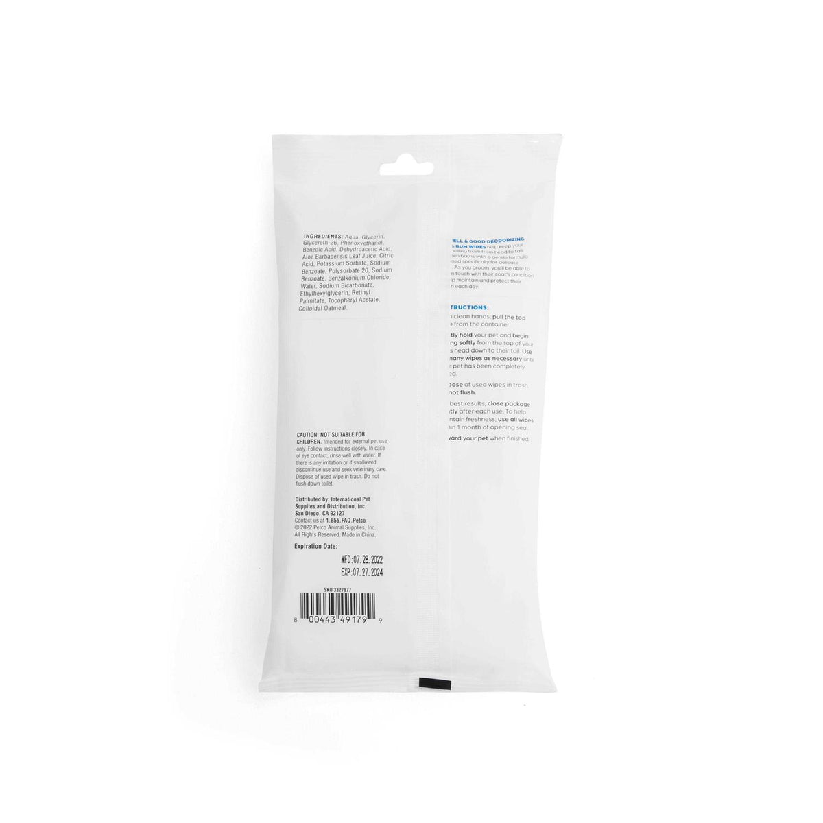 Deodorizing Paw and Bum Wipes U2590