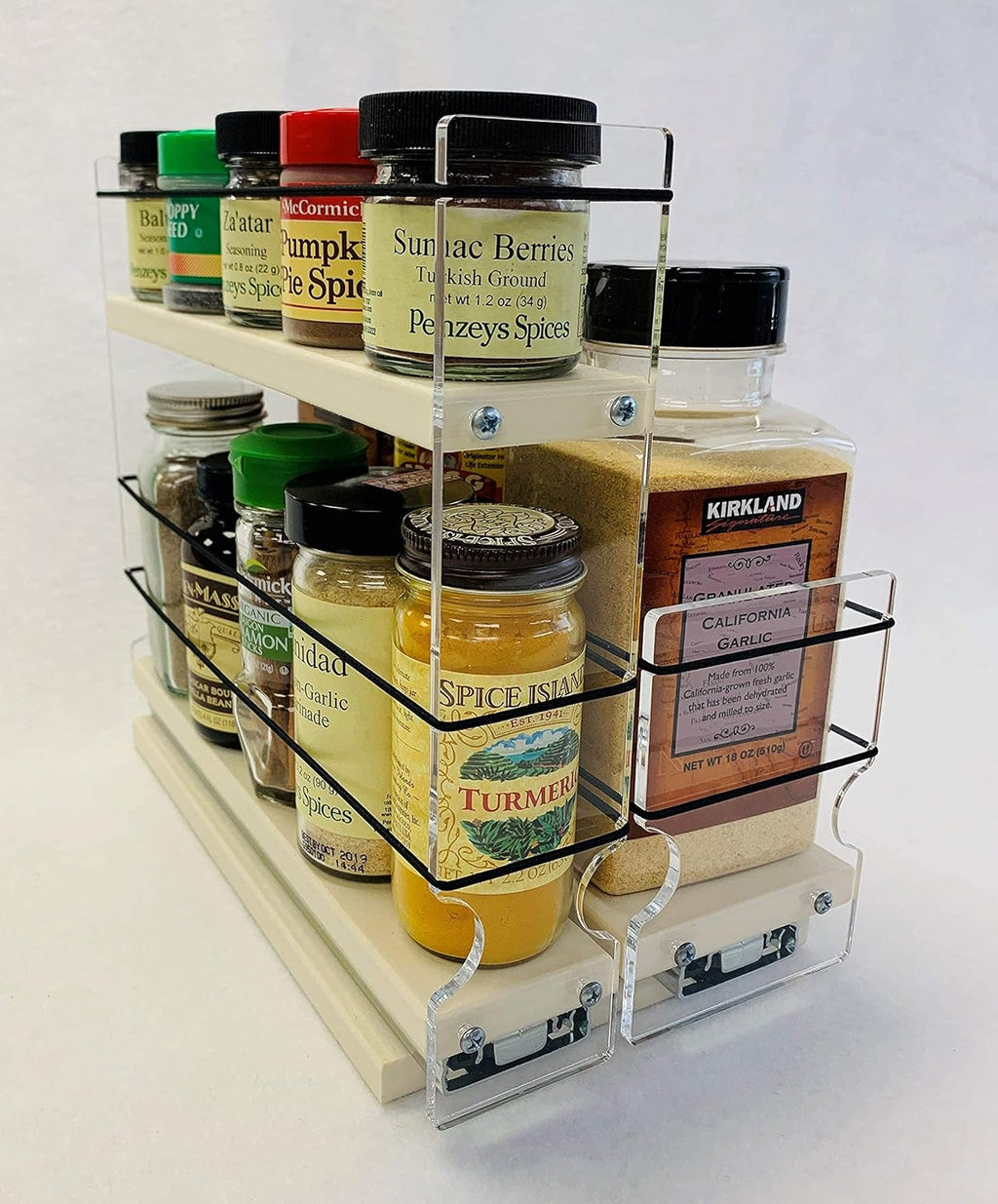 Combo 2 Tier Spice Rack Drawer and Storage Organizer Drawer Q9575