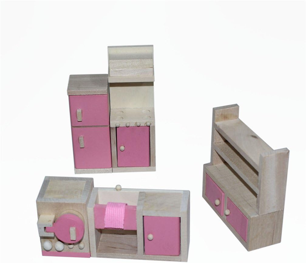 Pink Wooden Dollhouse Kitchen Set F6201