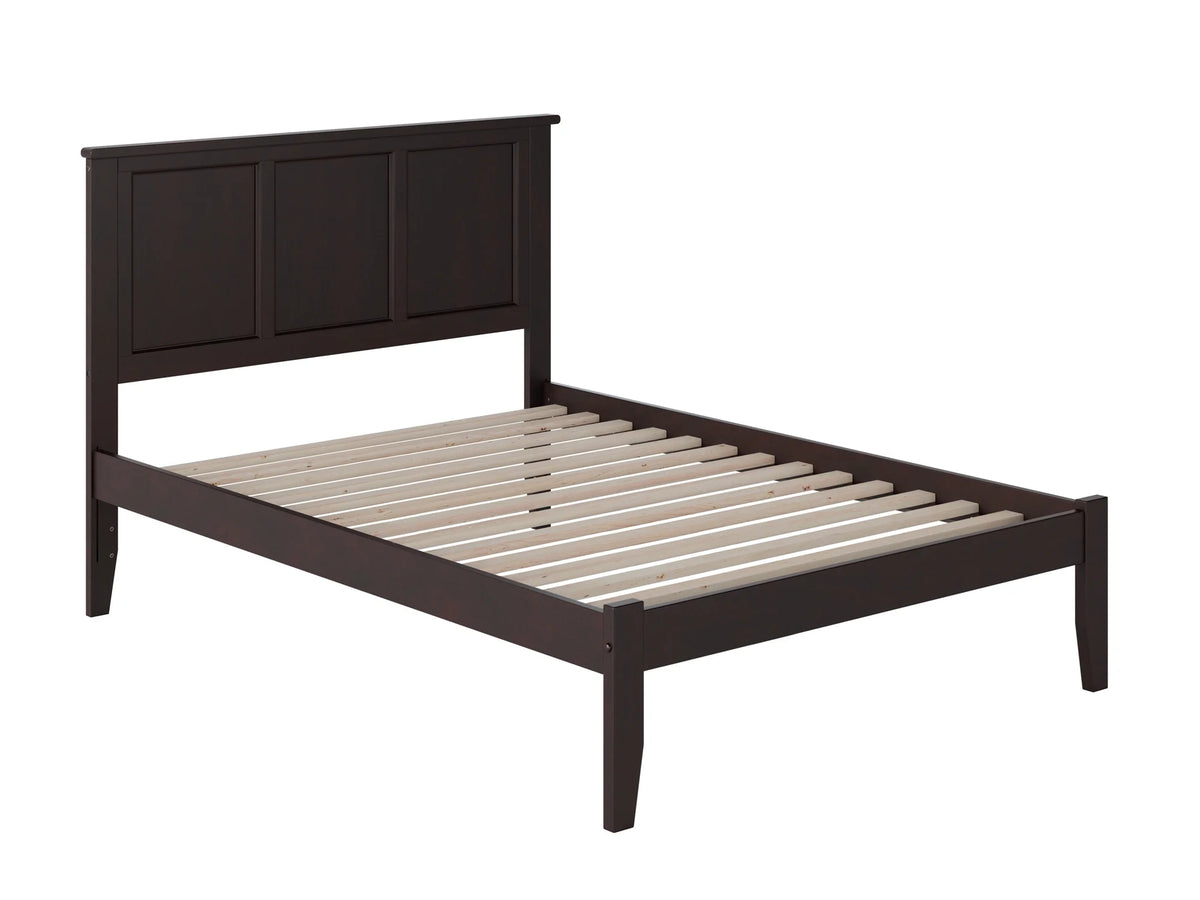 Espresso Full Solid Wood Platform Bed with Panel Headboard C60561