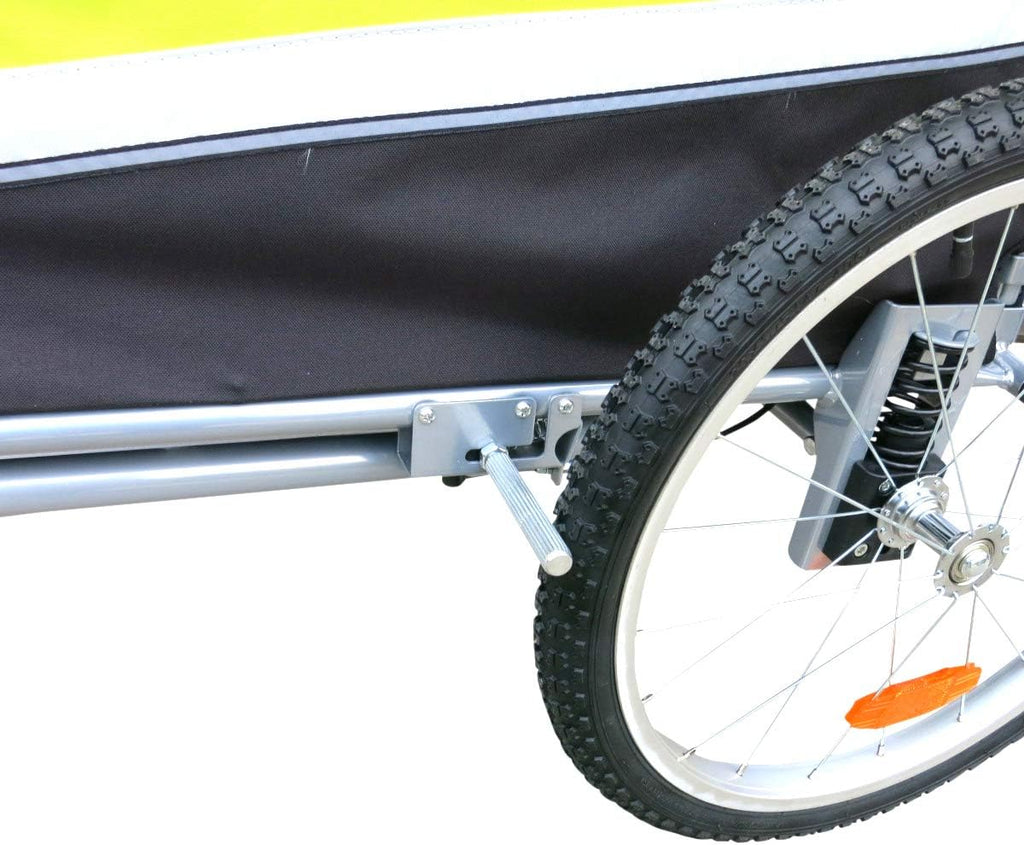 Large Pet Bike Trailer Dog Stroller with Shocks Green Yellow E601
