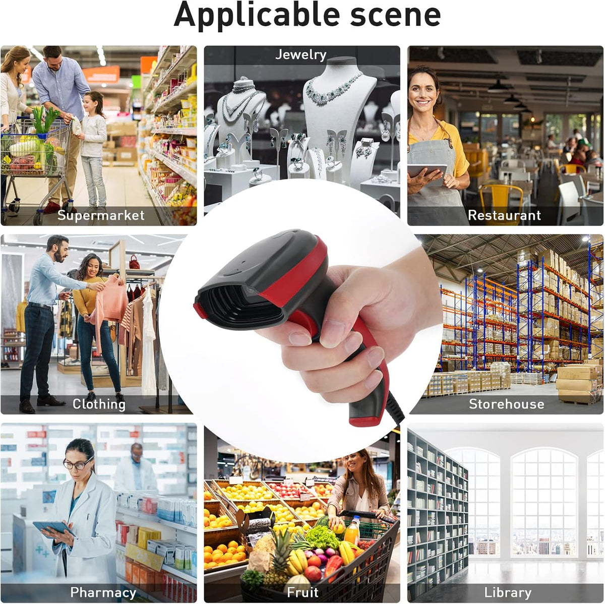 Wired 2D QR 1D Barcode Scanner with USB Cable X36316