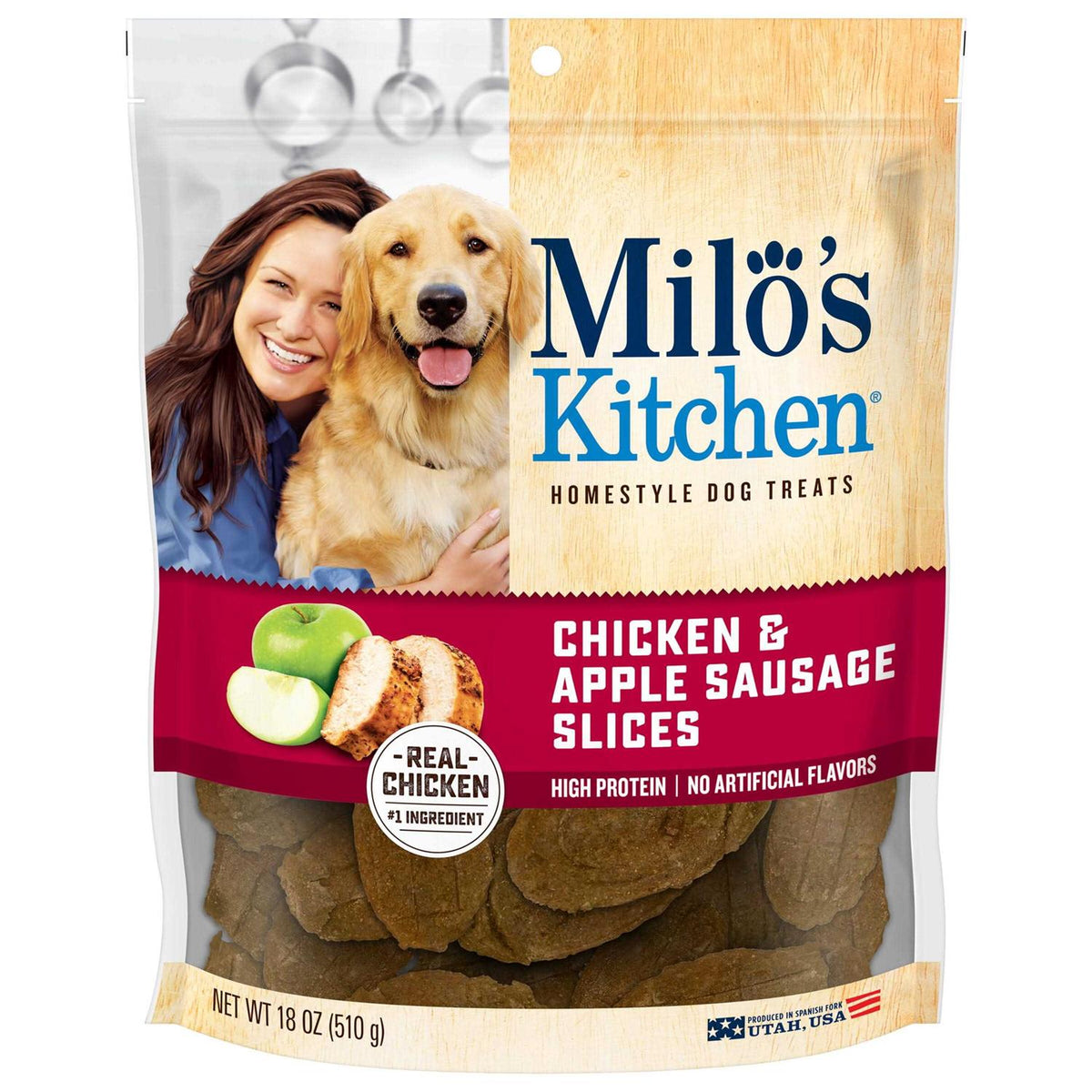 Chicken & Apple Sausage Slices Dog Treats D68383