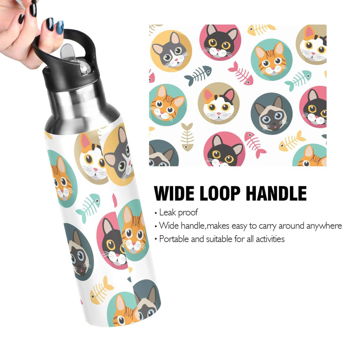 Stainless Steel Insulated Water Bottle with Straw Lid S486