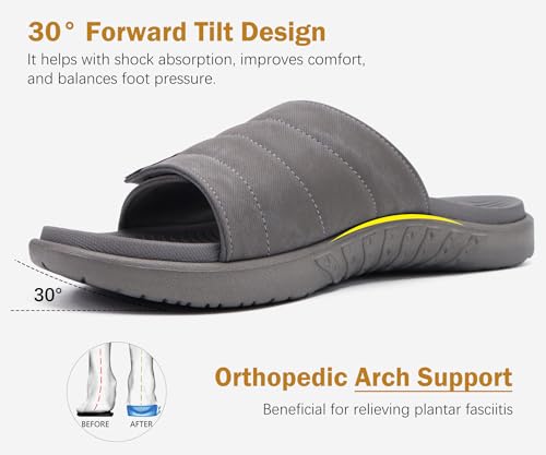 Mens Open Toe Athletic Sport Slides with Arch Support L583468