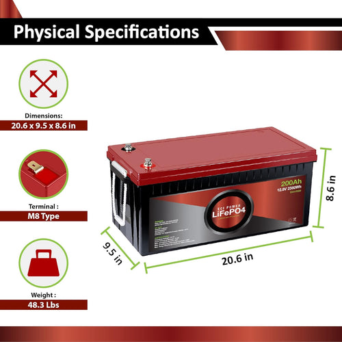 12V 200Ah Lithium LiFePO4 Deep Cycle Rechargeable Battery L502