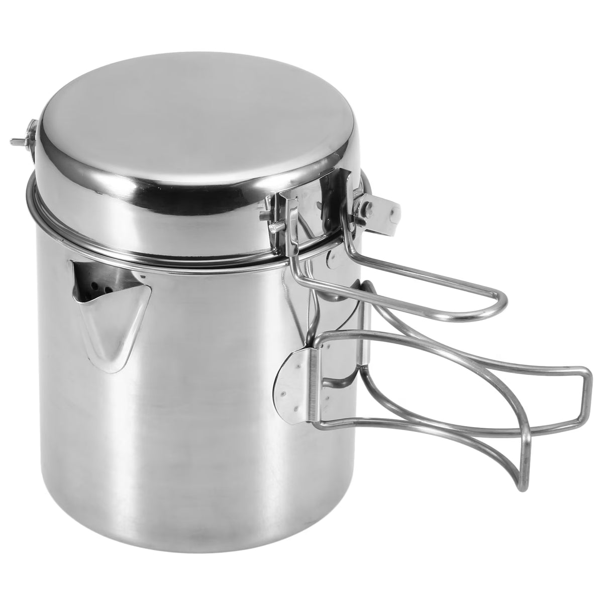 1L Stainless Steel Portable Camping Pot with Foldable Handle M42276