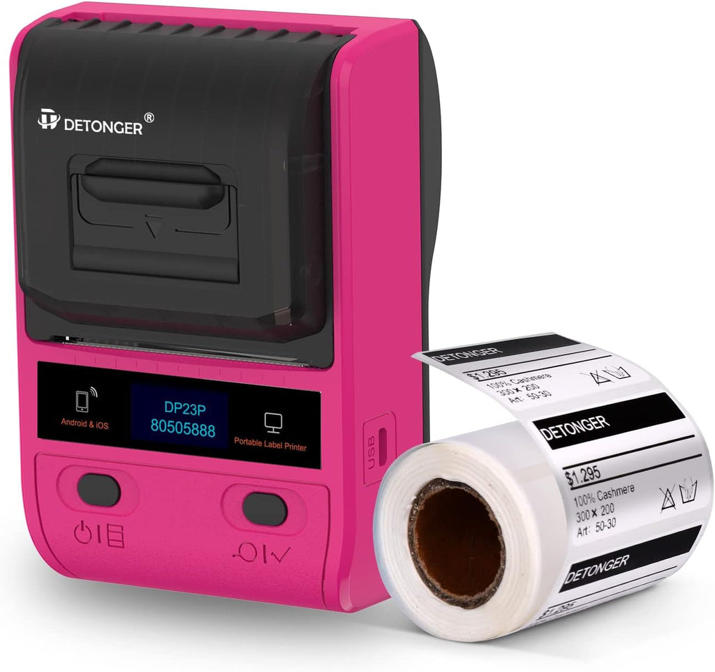 Portable Bluetooth Thermal Label Printer with 1 Pack 50x30mm Label, Black H58961
