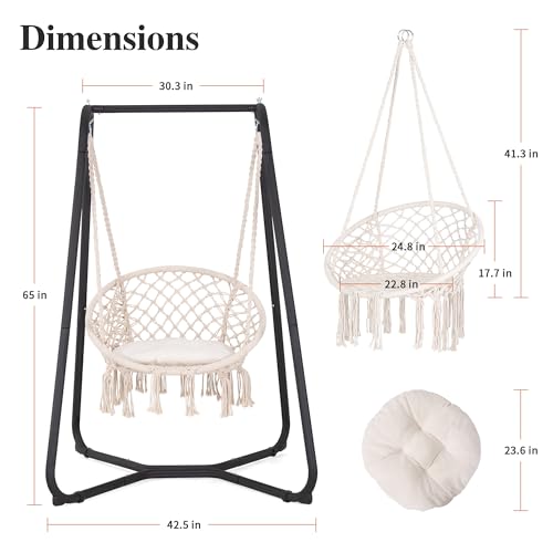 Hammock Chair with Stand, 330 lbs Capacity, Grey N520695