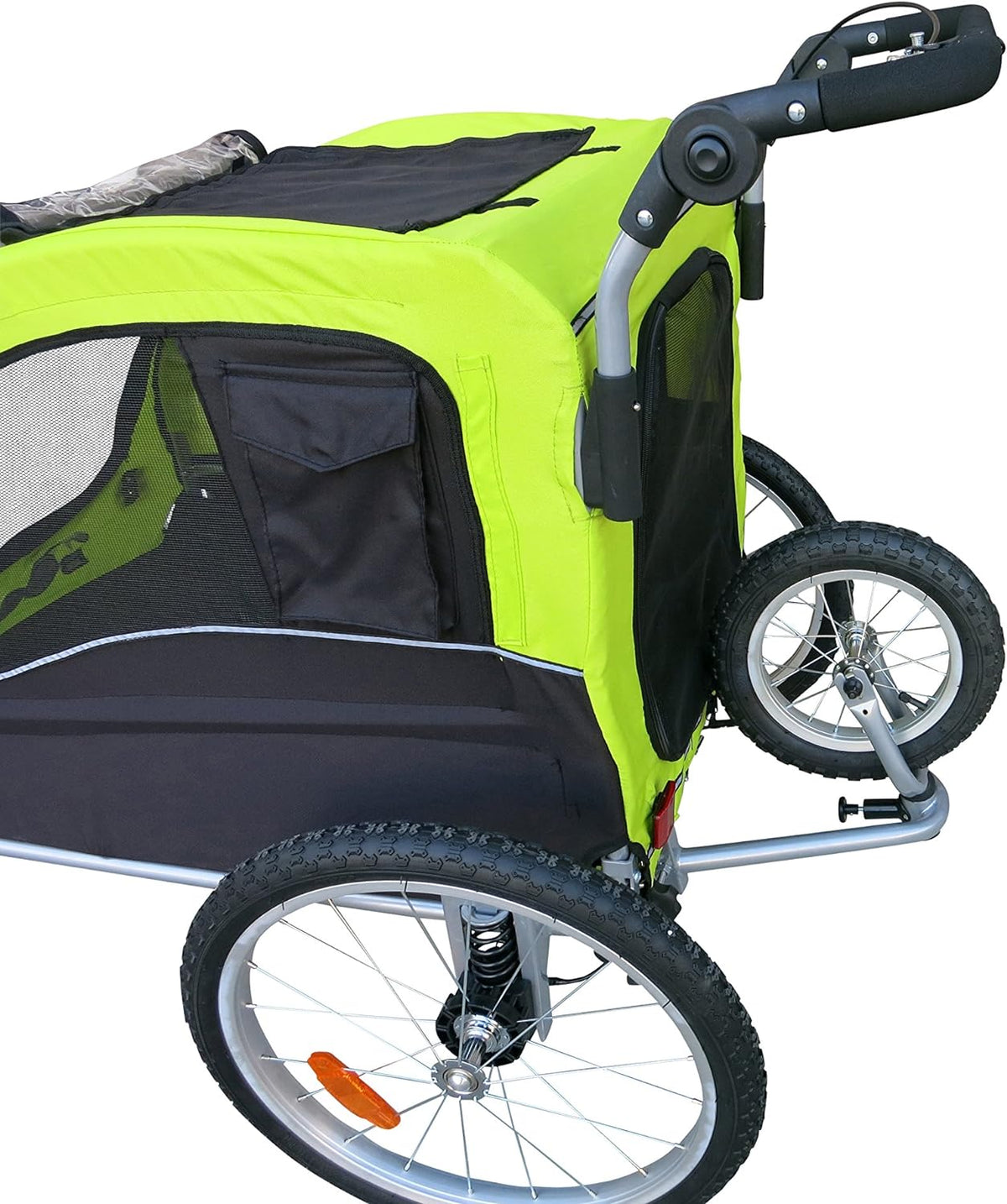 Large Pet Bike Trailer Dog Stroller with Shocks Green Yellow E601