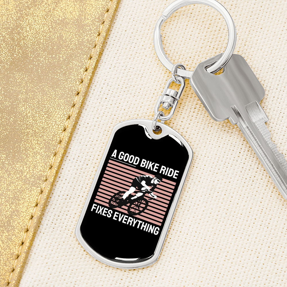 Stainless Steel or 18k Gold Swivel Dog Tag Keychain L38493