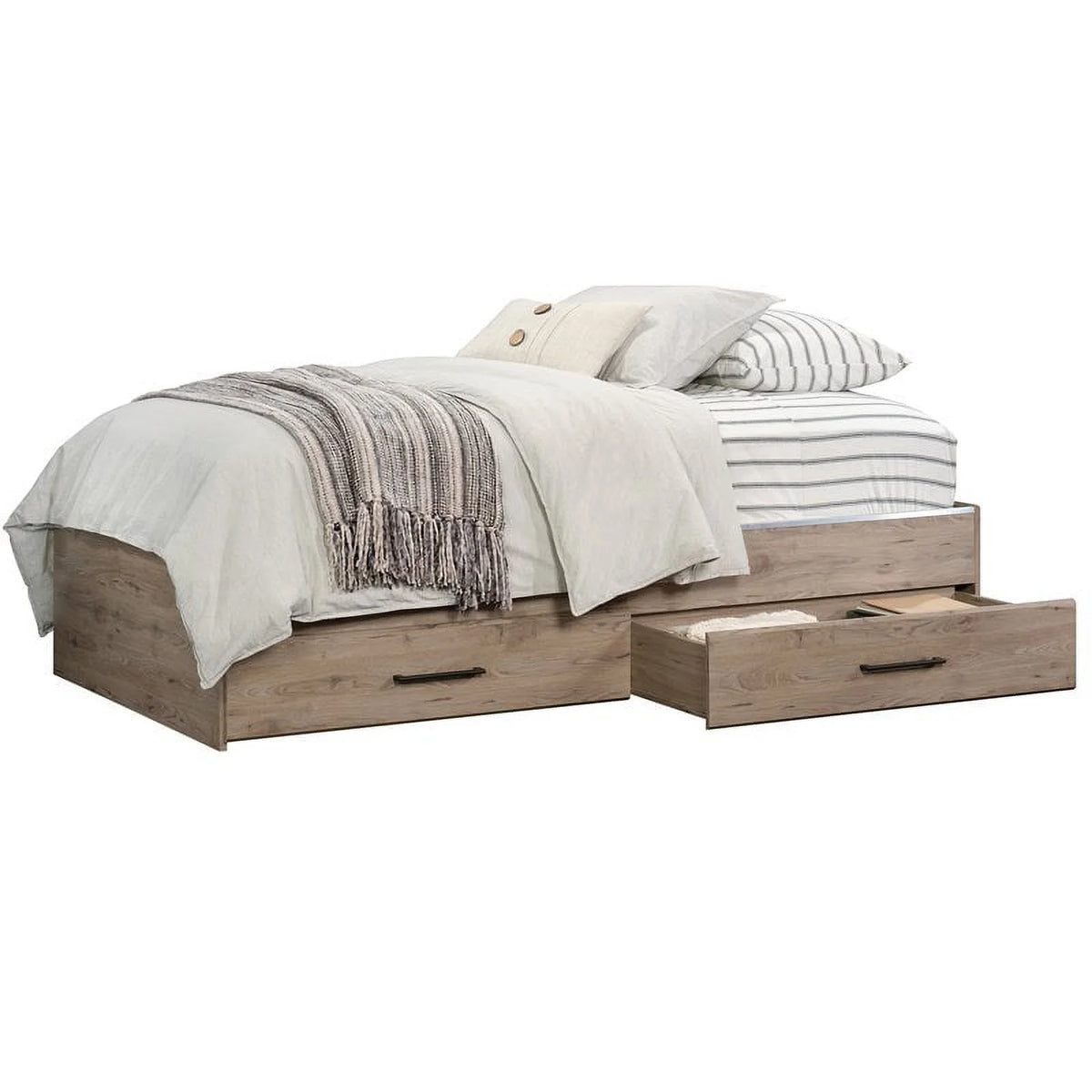 2 Piece Wood Twin Mates Bed with Storage Drawers F844