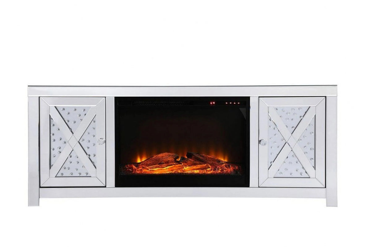 Mirrored Tv Stand with Fireplace 23.5 inches Tall and 16 inches Wide T749498