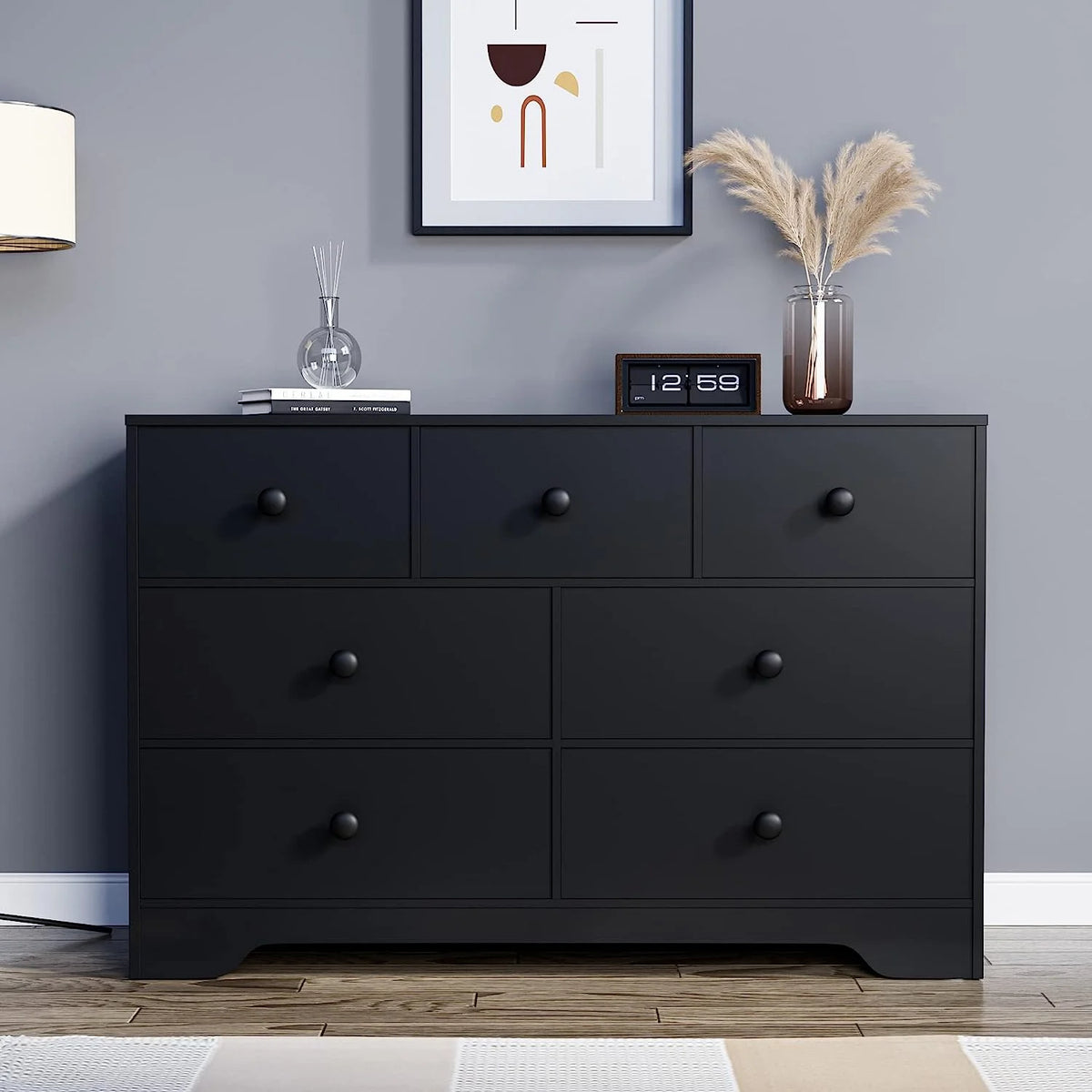 Black 7 Drawer Dresser H690