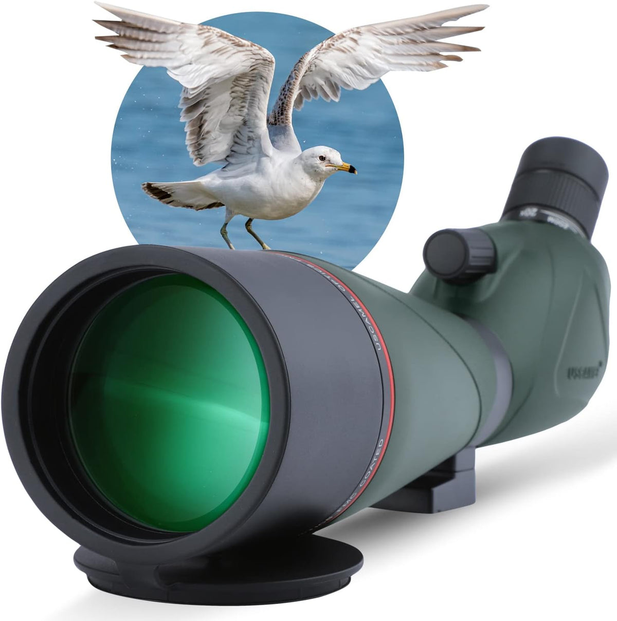 20-60x80 HD Spotting Scope with Tripod Carrying Bag Phone Adapter and Shutter Control Bak4 45° Eyepiece Telescope M316