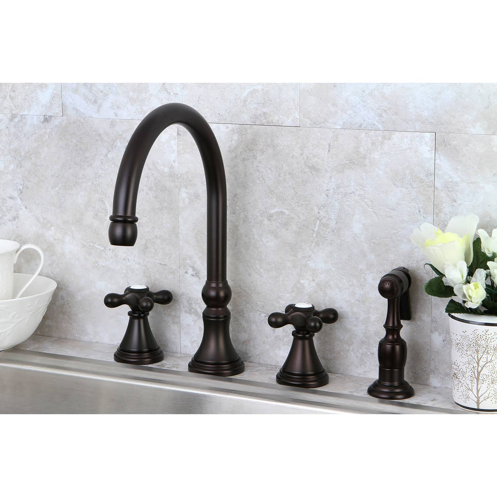 Oil Rubbed Bronze Deck Mount Kitchen Faucet with Brass Sprayer A27595