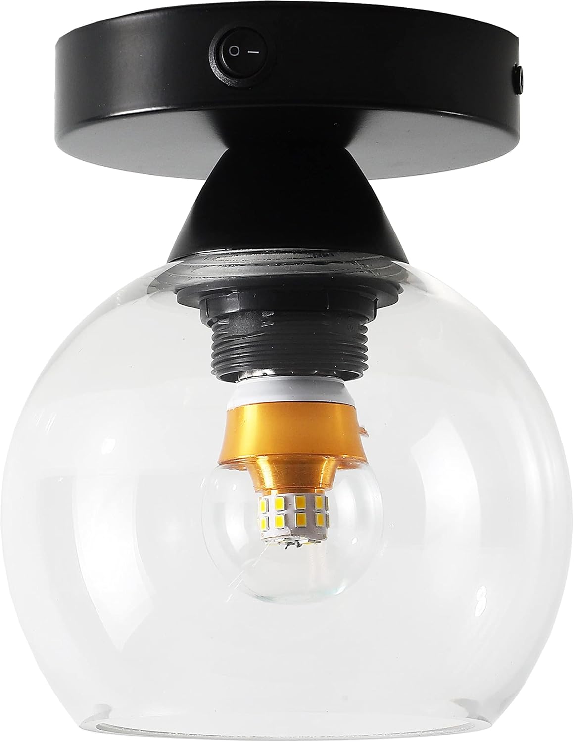 12V LED Pendant Light Fixture with On&Off Switch, Alabaster Sphere Glass Lens L4968