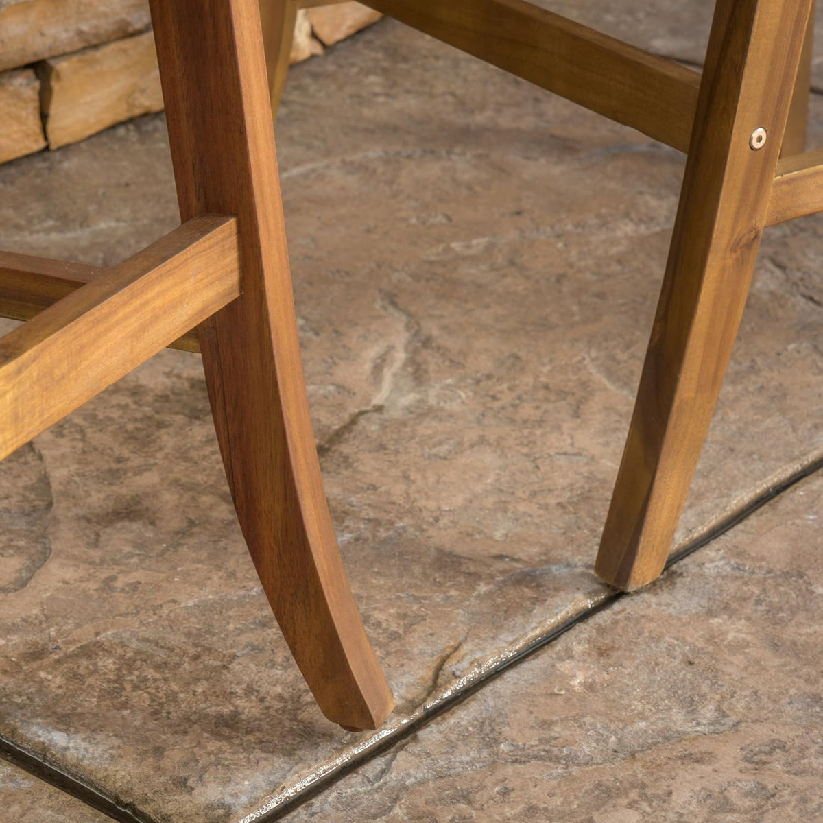 Acacia Wood Outdoor Barstools, 4-Pcs Set D627
