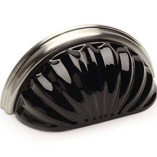 Satin Nickel Black Glass Cabinet Cup Pull 10 Pack X365962