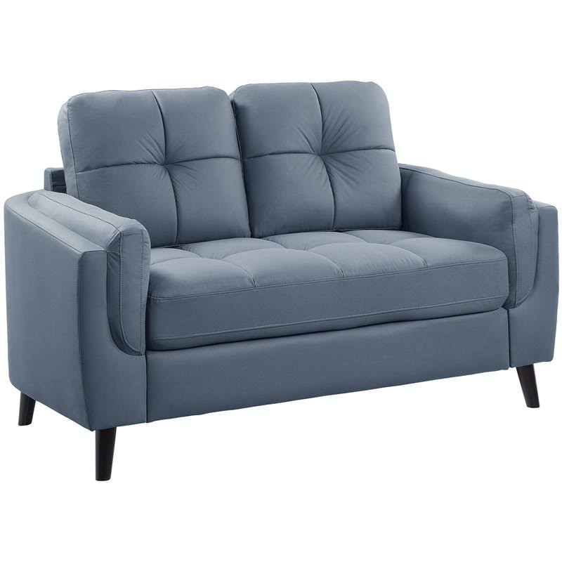 Blue and Black Microfiber Tufted Loveseat O133768