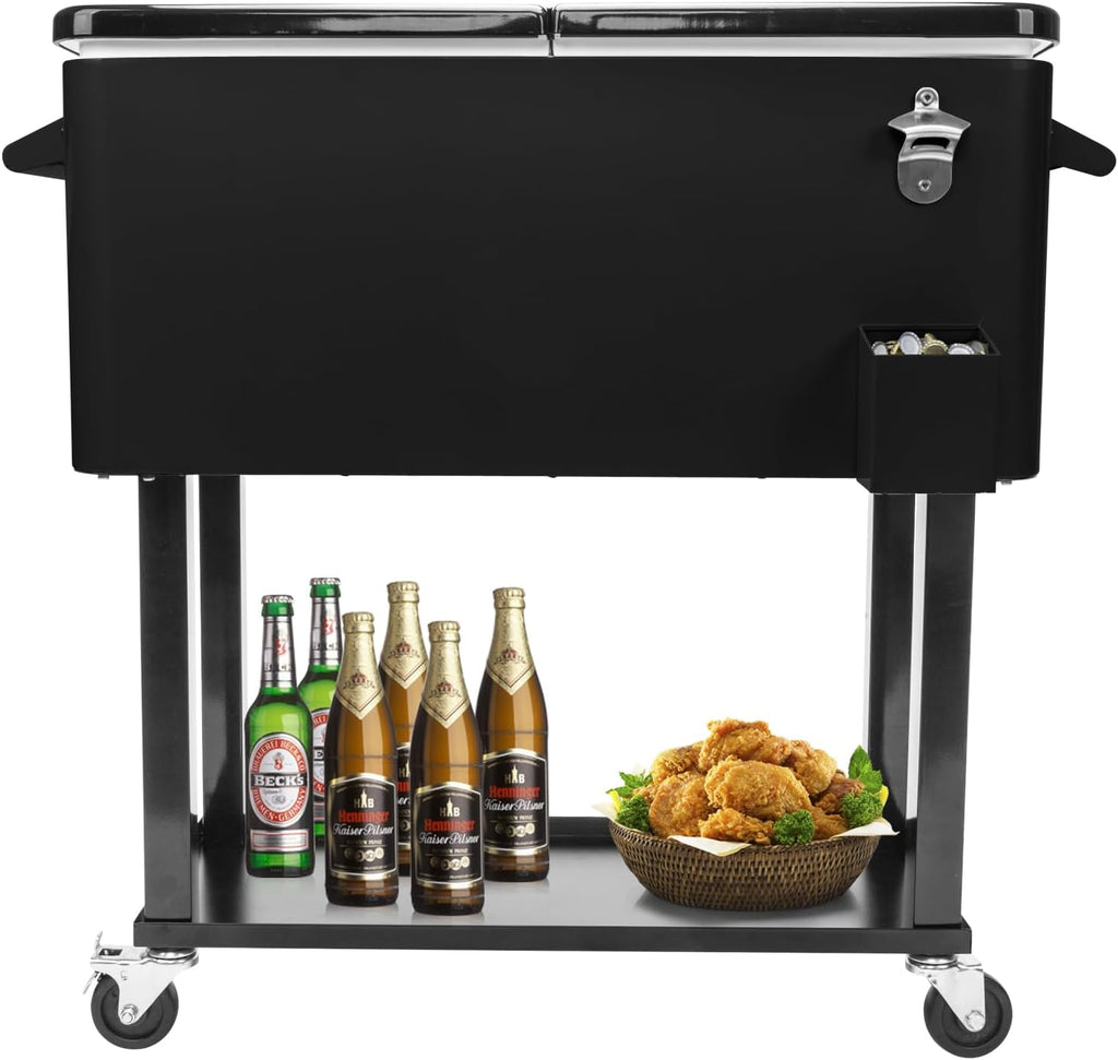 80 Quart Rolling Ice Chest with Shelf M604