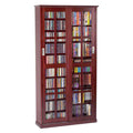 Dark Cherry Sliding Glass Door Multimedia Cabinet T29691