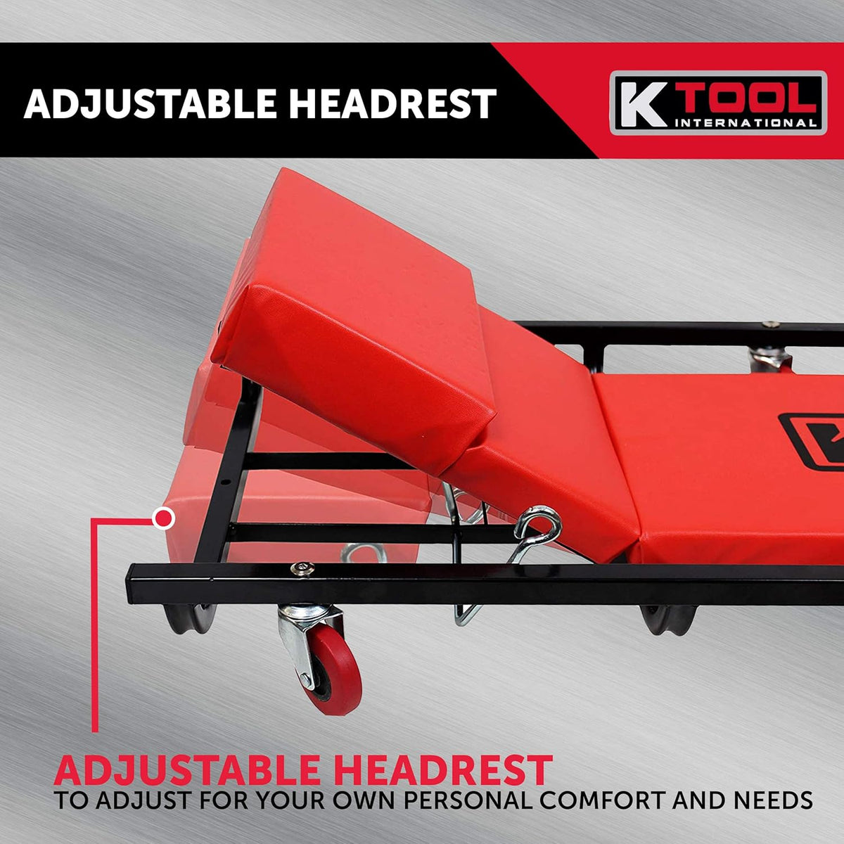 40 Metal Frame Creeper with Adjustable Headrest, 6 2 Oil Resistant Castors P353