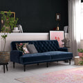 Blue Velvet Convertible Sofa Bed Y569