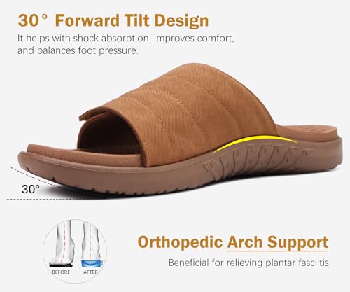 Mens Open Toe Athletic Sport Slides with Arch Support L583468
