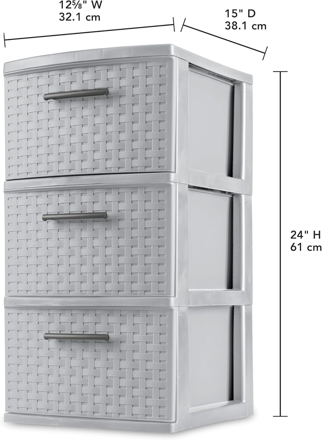 3 Drawer Plastic Cement Weave Tower I73466