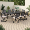 9 Piece Outdoor Patio Dining Set with Swivel Chairs and Expandable Table M934876