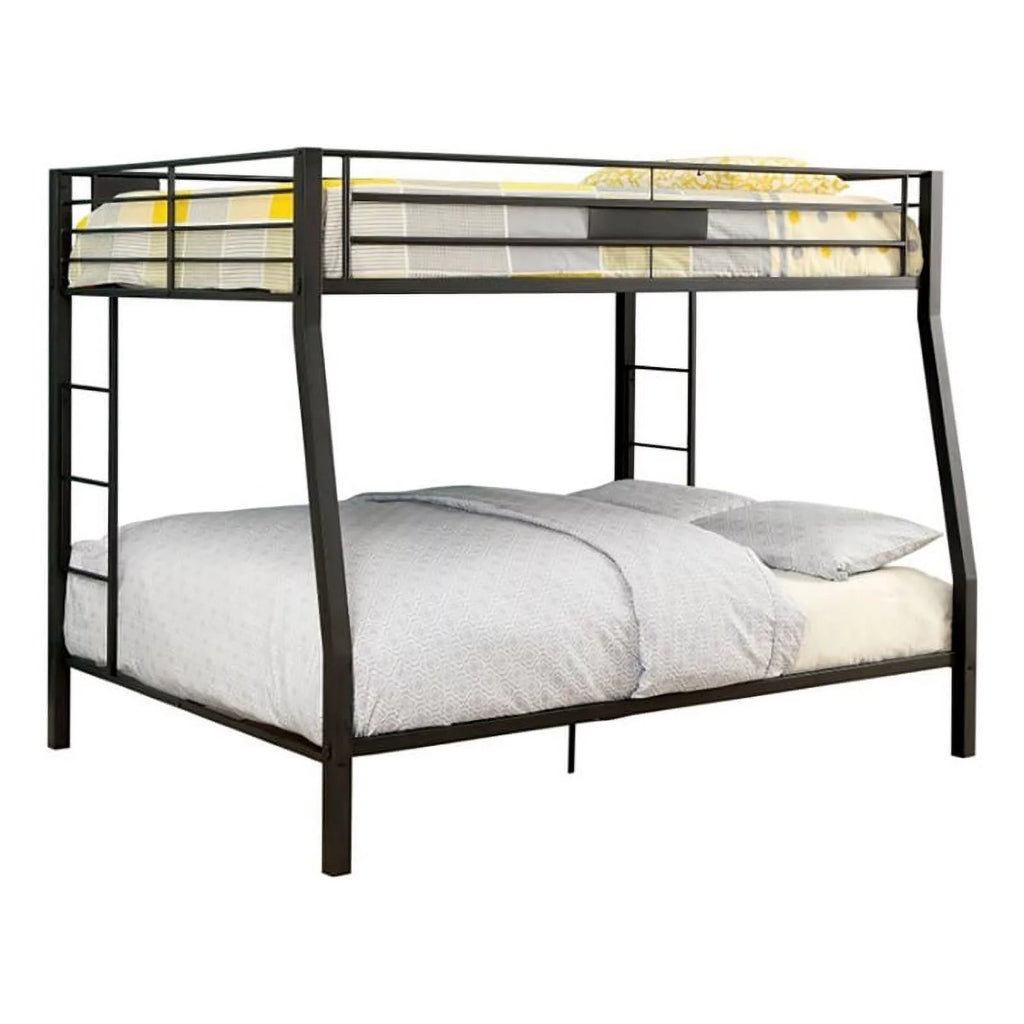 Black Steel Metal Full over Queen Bunk Bed K3641