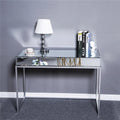 Mirror Table Dressing Table, Mirrored Glass Console Tables with Metal Frame, Silver T3873