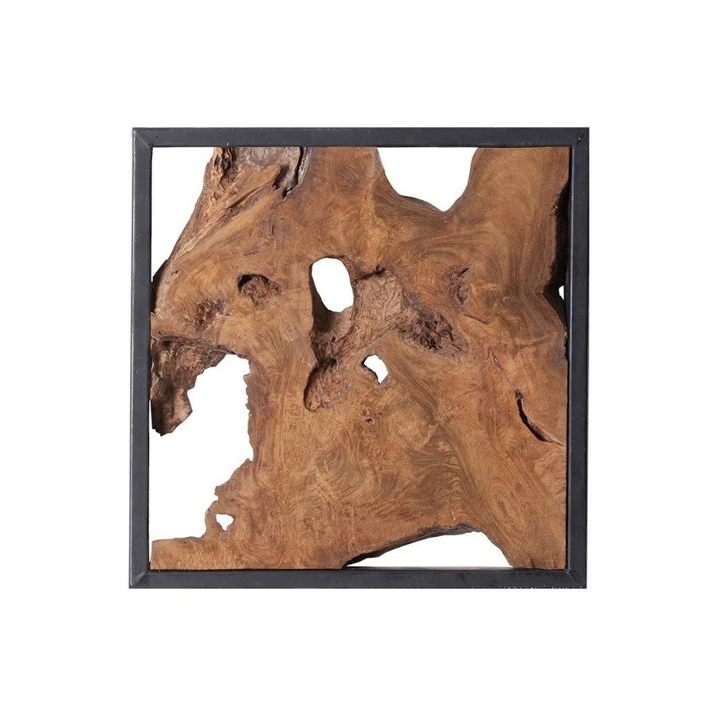 Black Frame Teak Wood Wall Tile U633377