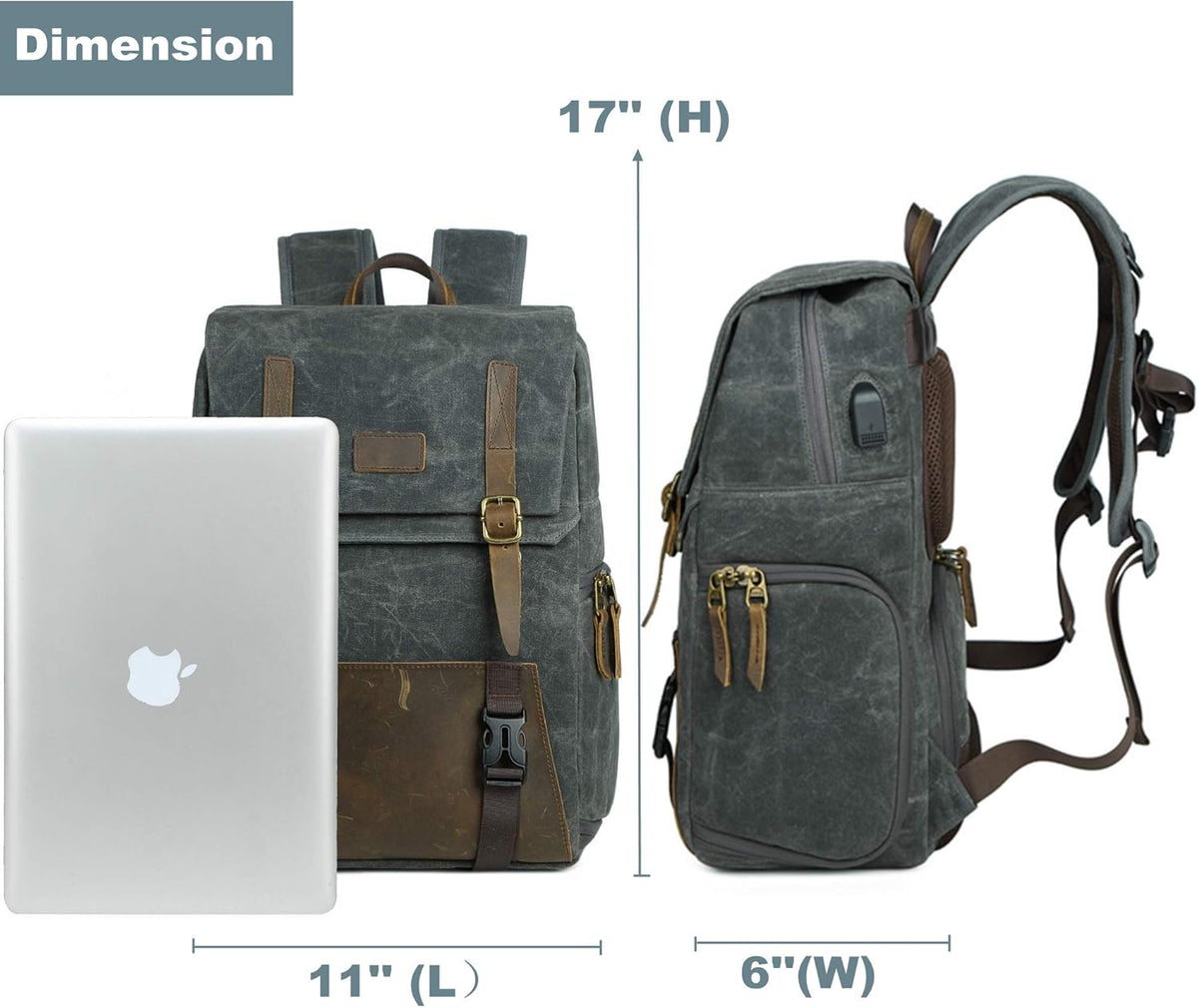 Canvas Water-repellent 15 inch Laptop DSLR SLR Backpack X5855