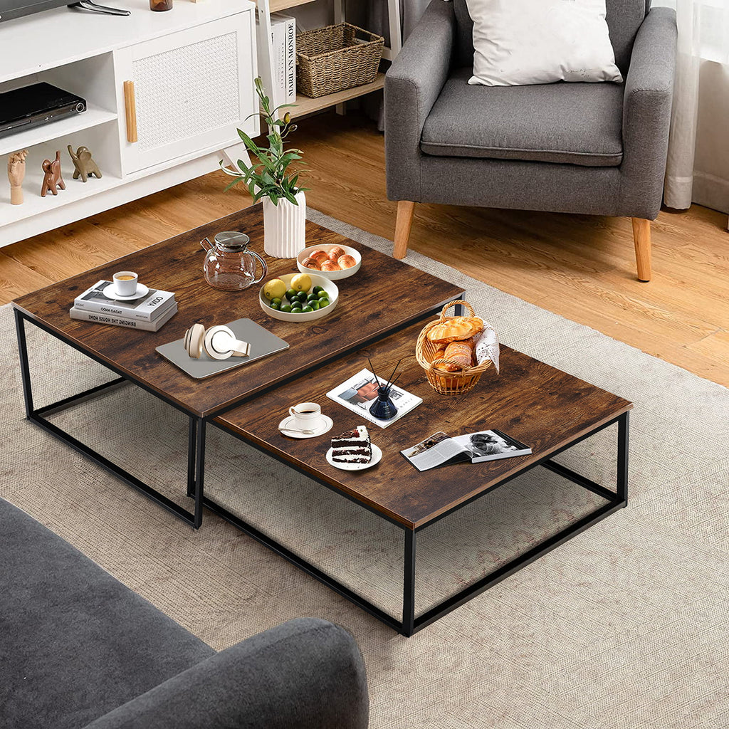 Brown Wood Nesting Coffee Table Set I534
