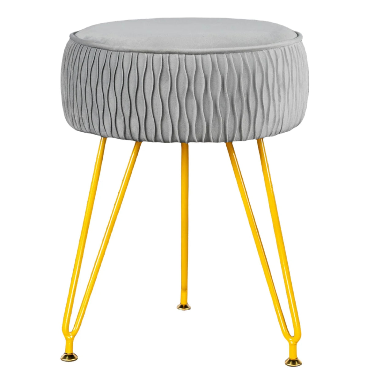 Faux Fur Vanity Stool with Golden Metal Legs A231132