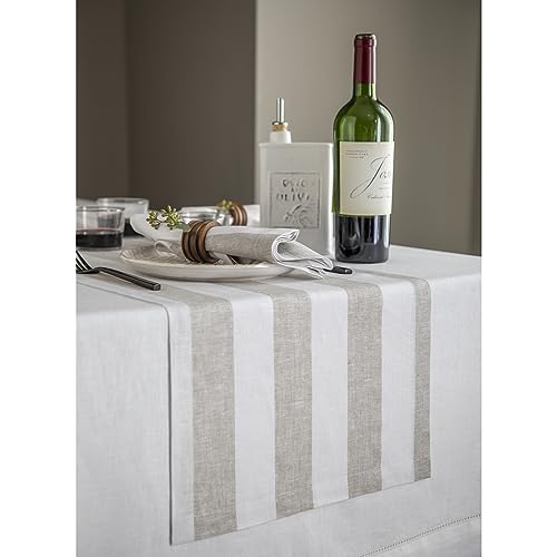 100% Pure Linen Black and Natural Table Runner 14 x 48 Inch J667725