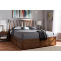 Walnut Queen Size Storage Platform Bed M115