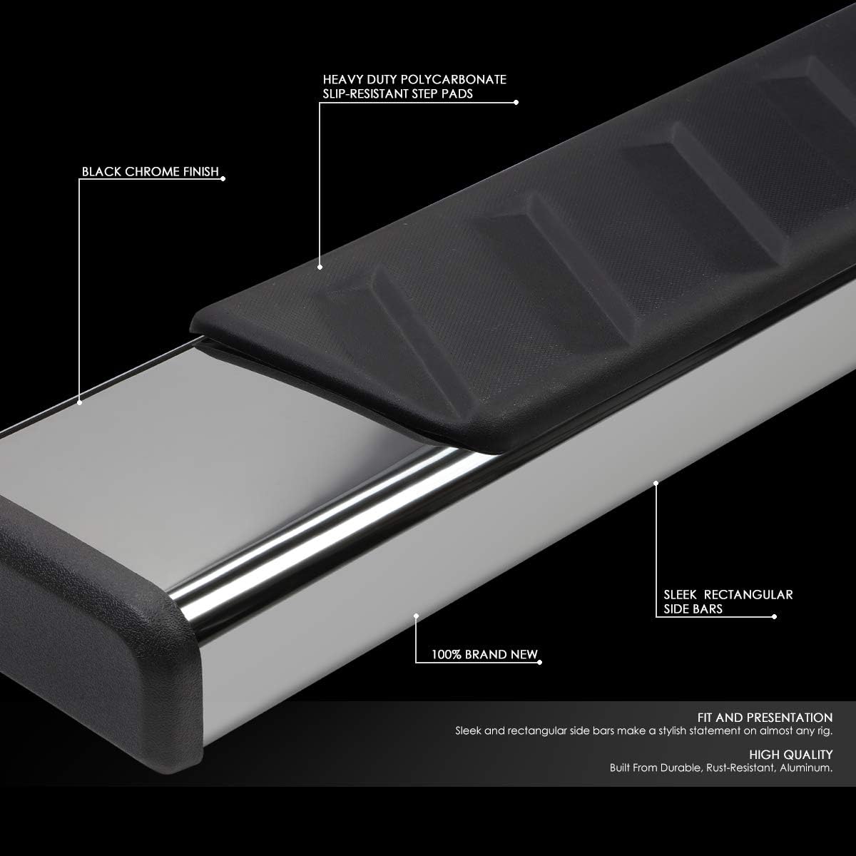 Black Stainless Steel Side Step Nerf Bar Running Boards R2200